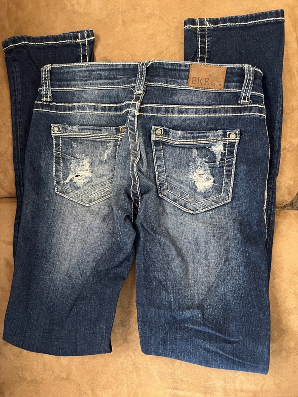 BKE Women's Dark & Medium Blue Bootcut Jeans with Faded Detail - Picture 5 of 6